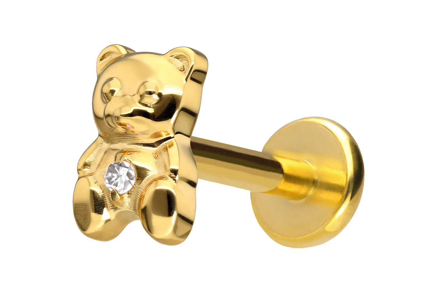 Titan Labret Piercing mit Push Fit TEDDYBÄR